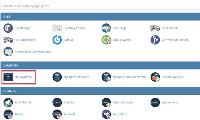 Signing in to cPanel: MySQL Export Database Command Line